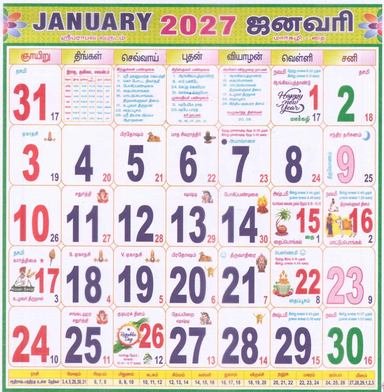January 2027 monthly calendar